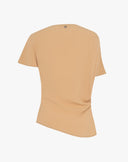 Asymmetrisches Satin-Top mit Strass in Beige