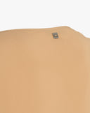 Asymmetrisches Satin-Top mit Strass in Beige
