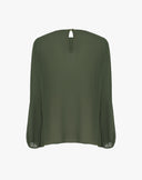 Blusa Elegante con Volant Asimmetrici Verde Militare
