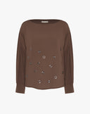 Blusa Elegante con Anelli Metallici Moro