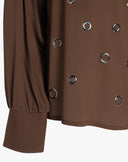 Blusa Elegante con Anelli Metallici Moro