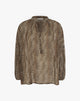 Printed Blouse with Teardrop Neckline and Ties
