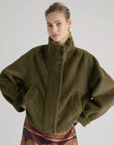 Forest Green Cloth Jacket with High Collar