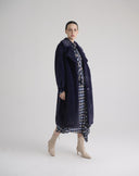 Midnight Blue Faux Fur Coat with Belt