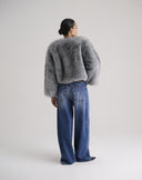 Anthracite Grey Faux Fur Short Jacket