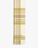 Sciarpa Motivo Check con Frange Beige e Giallo