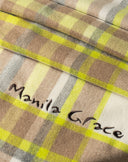 Sciarpa Motivo Check con Frange Beige e Giallo