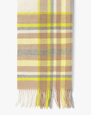 Sciarpa Motivo Check con Frange Beige e Giallo