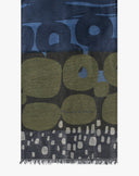 Foulard con Fantasia Geometrica Blu Polvere