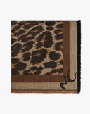Animal Print Scarf with Hazelnut Logo Frame
