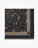 Foulard Animalier con Cornice Logo Blu Notte