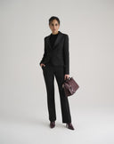 Black Single-Button Fitted Blazer