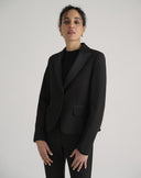 Black Single-Button Fitted Blazer