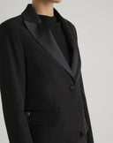 Black Single-Button Fitted Blazer