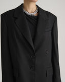 Blazer Lungo Nero Monobottone