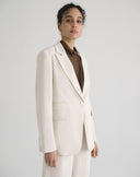 Light Beige Single-Breasted Blazer with Peak Lapels