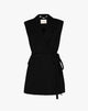 Long Black Blazer Style Vest with Belt
