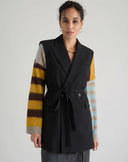 Long Black Blazer Style Vest with Belt