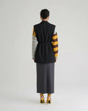 Long Black Blazer Style Vest with Belt