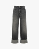 Wide Leg Grey Jeans with Cuff