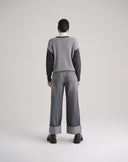Wide Leg Grey Jeans with Cuff