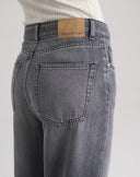 Wide Leg Grey Jeans with Cuff