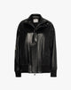 Bomber in Ecopelle Nero con Collo Alto