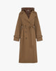 Double-Breasted Taupe Trench Coat with Hood