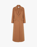 Camel Single-Breasted Long Coat