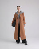 Camel Single-Breasted Long Coat