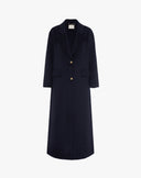 Navy Blue Single-Breasted Long Coat