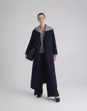 Navy Blue Single-Breasted Long Coat