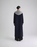 Navy Blue Single-Breasted Long Coat