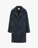Cappotto in Ecopelliccia Animalier Blu Notte