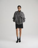 Black Zip-Up Textured Cropped Jacket
