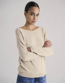 Maglione Scollo a Barca Beige Chiaro