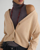 Cardigan in Lana e Cashmere Tortora