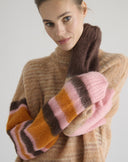 Maglione Color-Block con Maniche Asimmetriche Rosa Confetto