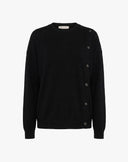 Maglione Girocollo con Bottoni Laterali Nero