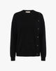 Maglione Girocollo con Bottoni Laterali Nero