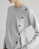 Maglione Girocollo con Bottoni Laterali Grigio
