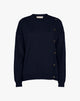 Maglione Girocollo con Bottoni Laterali Blu