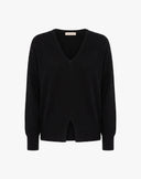 Maglione Scollo a V con Spacchetto Nero