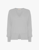 Maglione Scollo a V con Spacchetto Grigio
