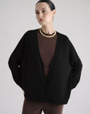 Cardigan Aperto con Bottoni Nero