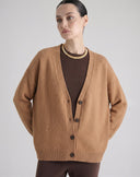 Cardigan Aperto con Bottoni Cammello