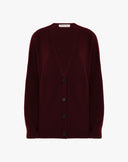 Cardigan Aperto con Bottoni Bordeaux
