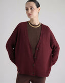Cardigan Aperto con Bottoni Bordeaux