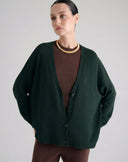 Cardigan Aperto con Bottoni Verde