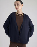 Cardigan Aperto con Bottoni Blu